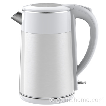 Chaleira de aço inoxidável de construção de parede dupla Caldeira de água quente 1.8L com filtro Tea Maker Chaleira elétrica preta